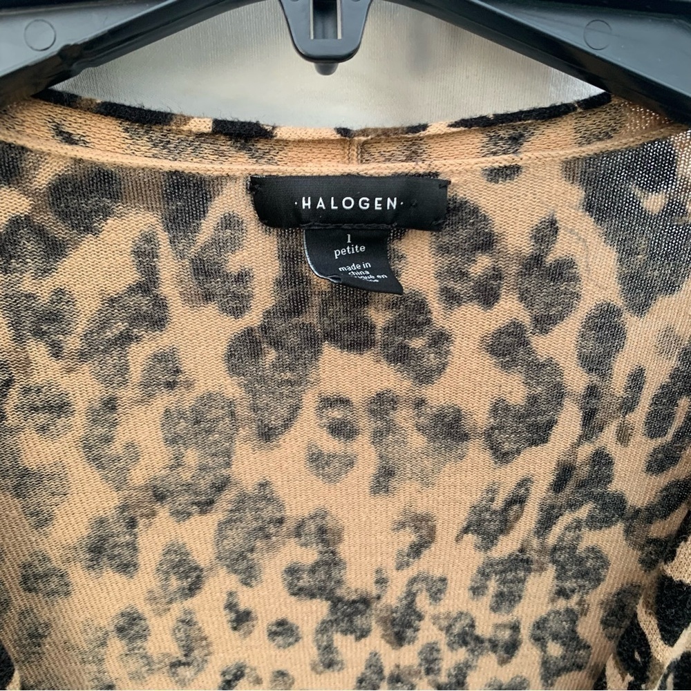 Halogen Linen Blend Leopard Print Cardigan Mobwife Animal Print Size Large - Picture 2 of 7